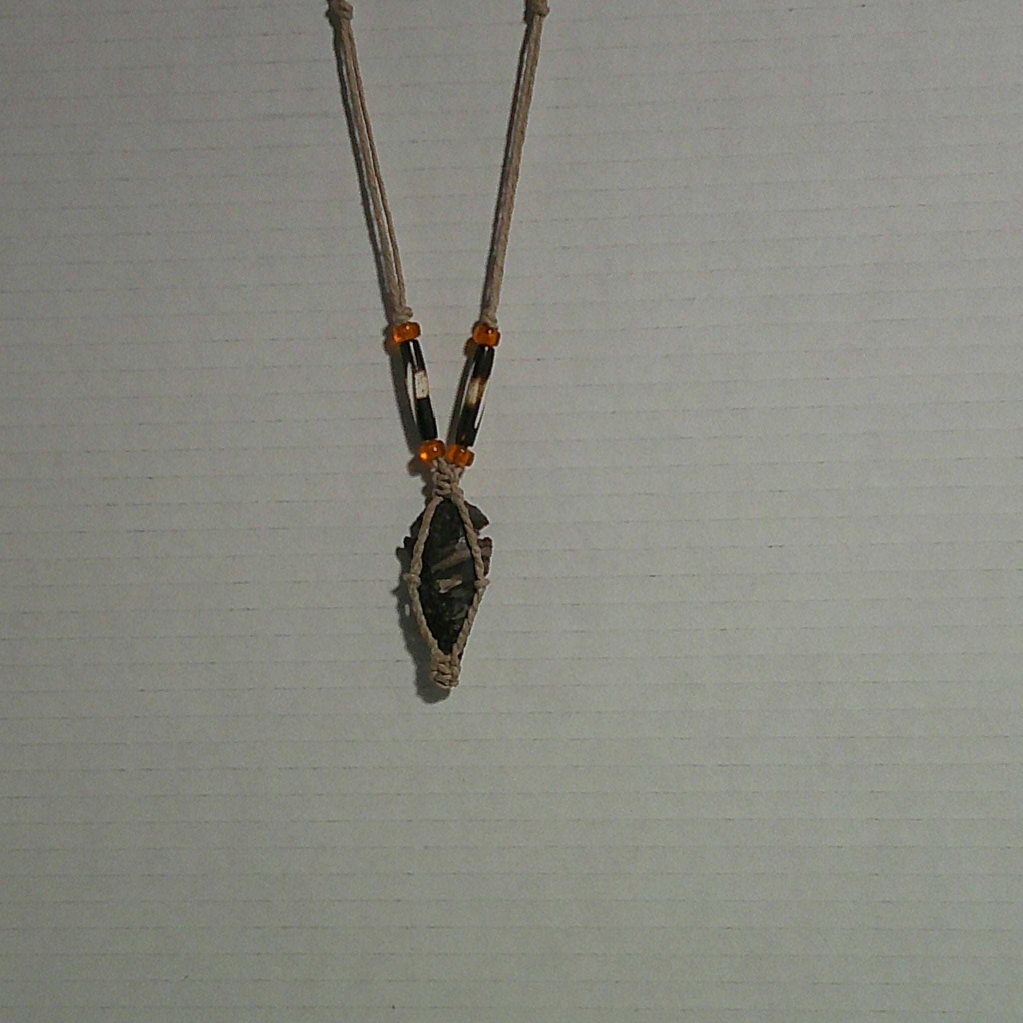 Arrowhead Necklace – Natural Hemp & Camel Bone Beads