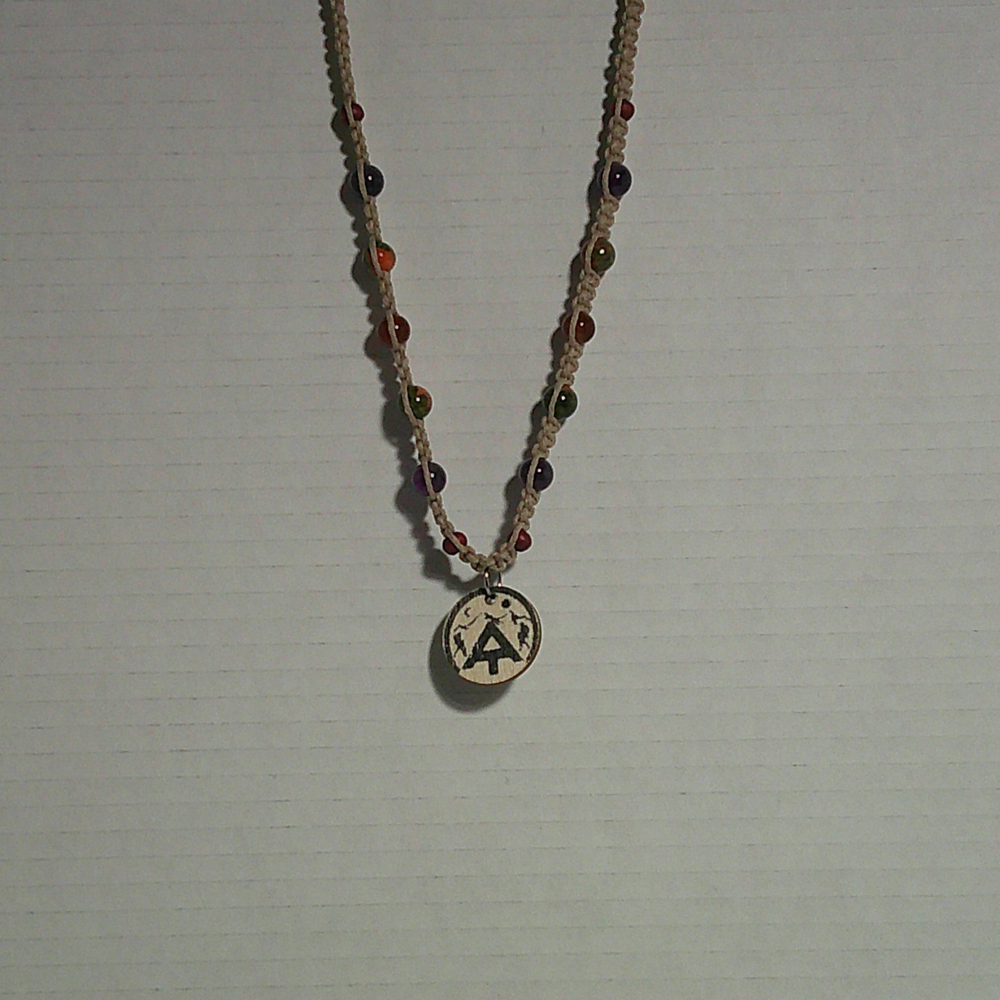 Natural Hemp Necklace with AT Pendant and Unikite Accents