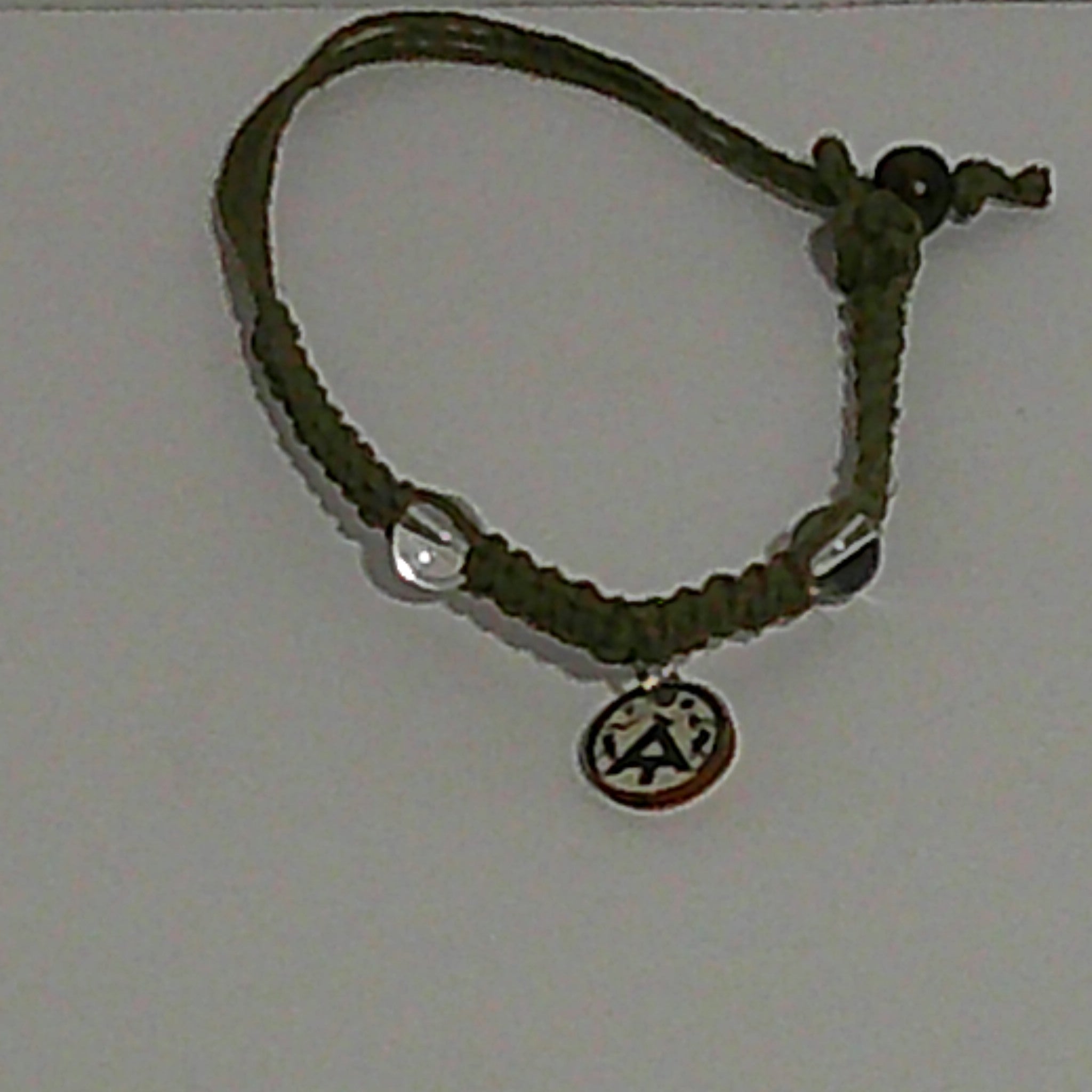 Olive Green Hemp Bracelet with Quartz Crystal and AT Charm