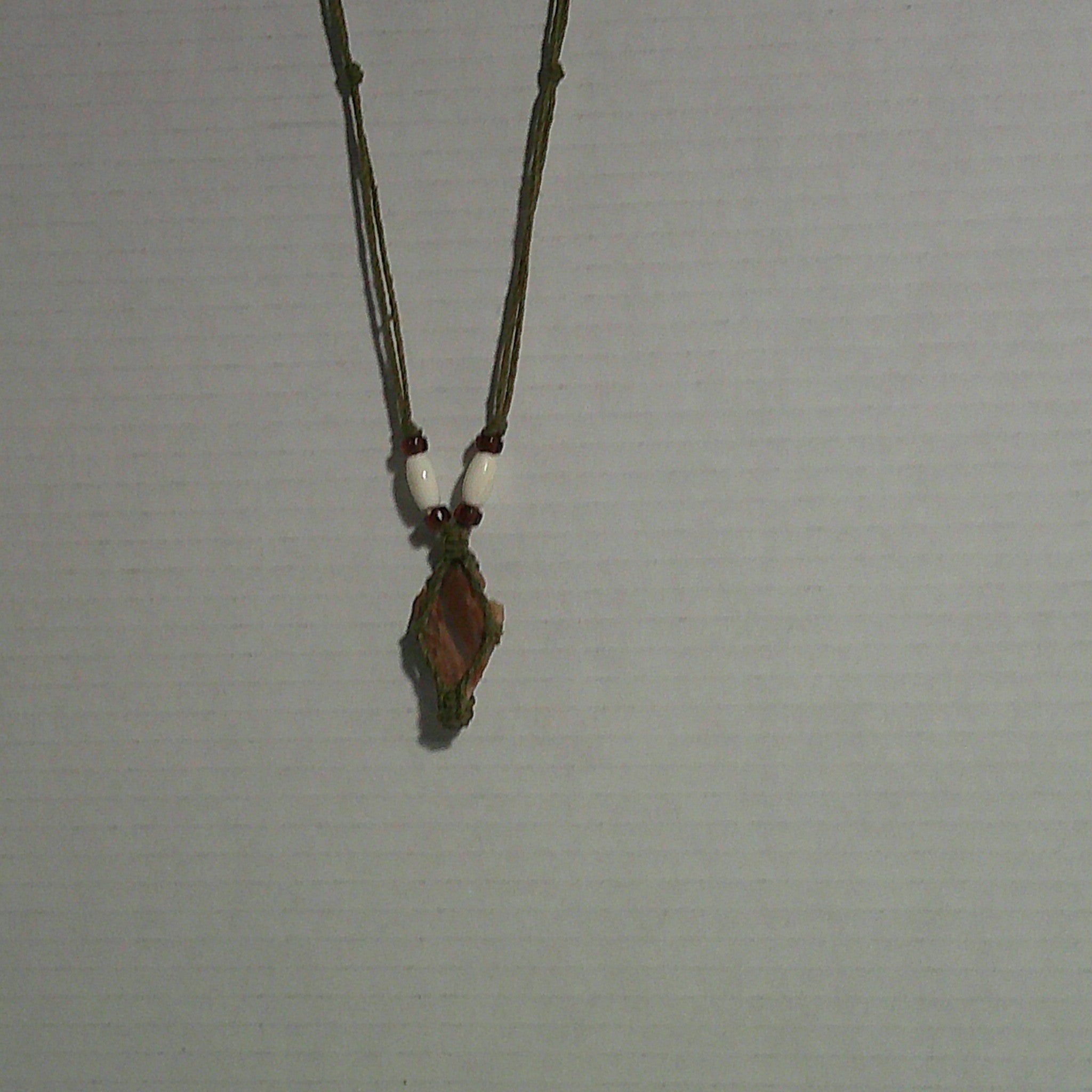 Arrowhead Necklace – Olive Green Hemp & Polished Bone