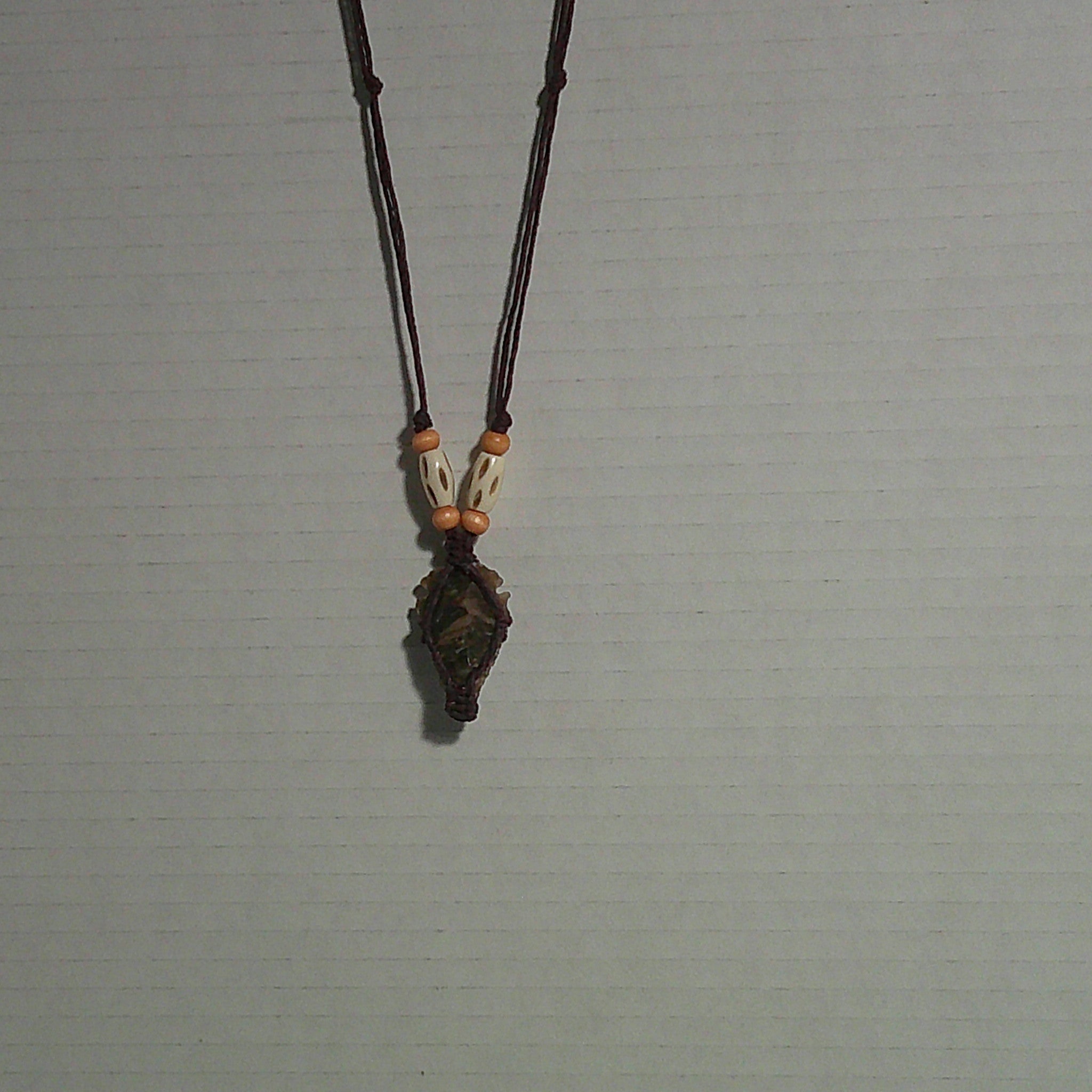 Arrowhead Necklace – Plum Hemp & Camel Bone