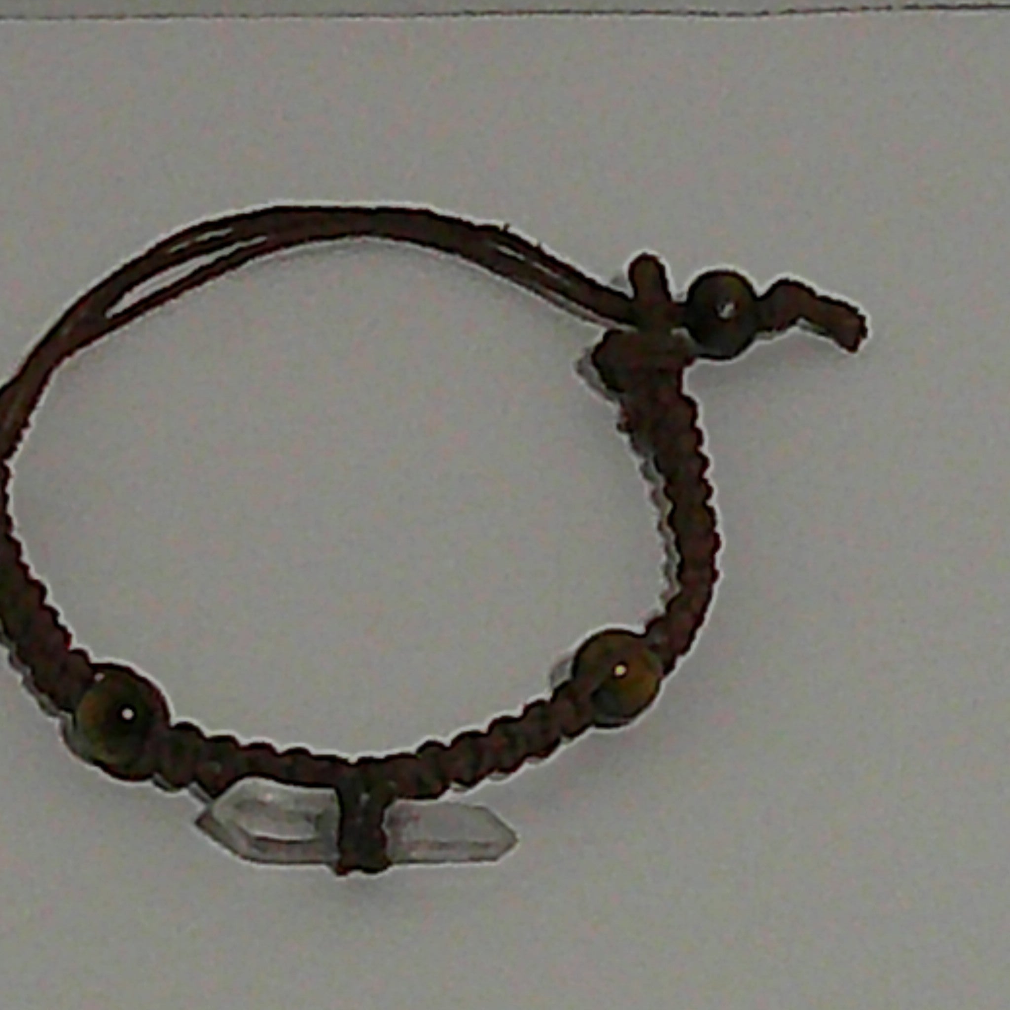 Brown Hemp Bracelet with Quartz Crystal and Tiger Eye Beads