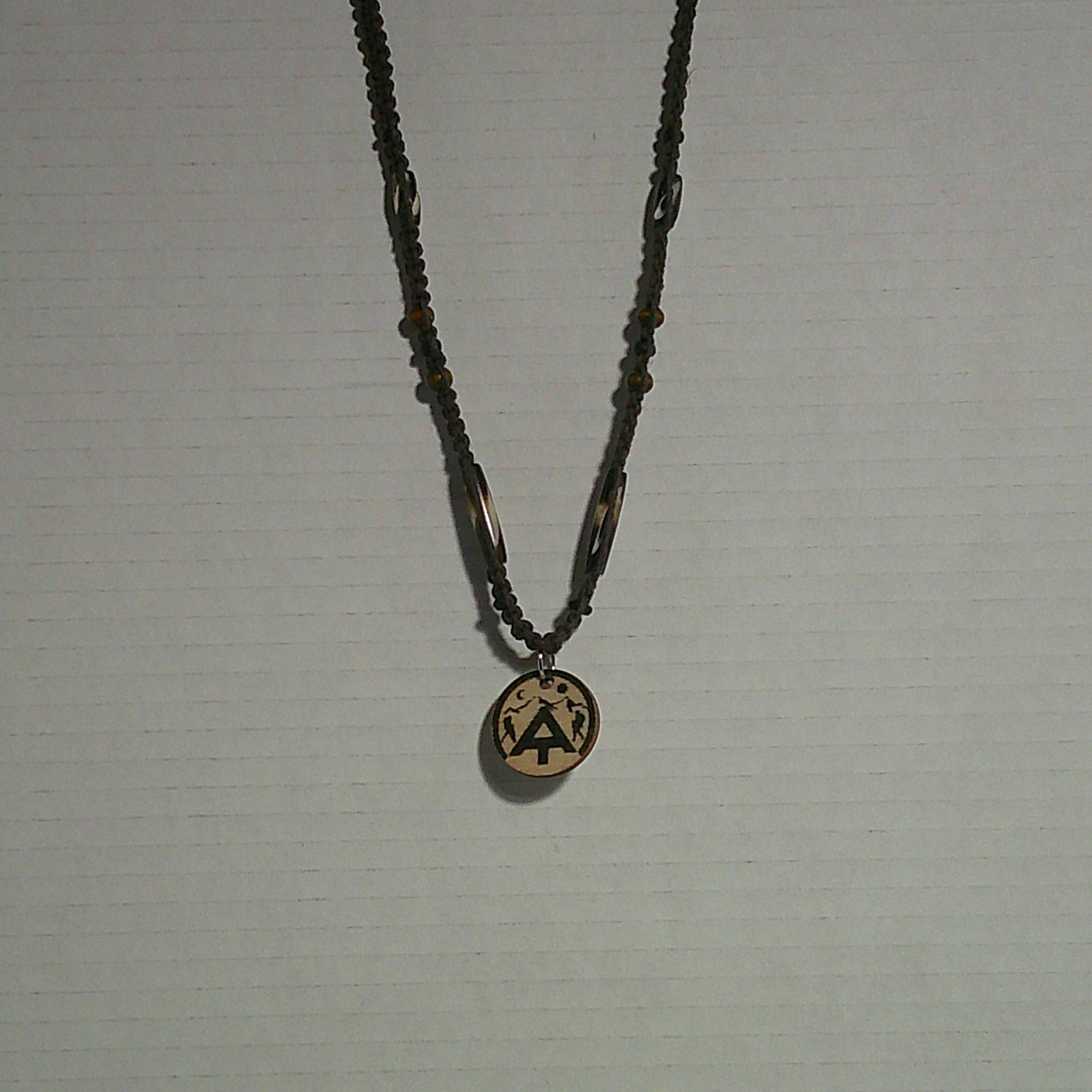 Slate Grey Hemp Necklace with AT Pendant and Compass Backing