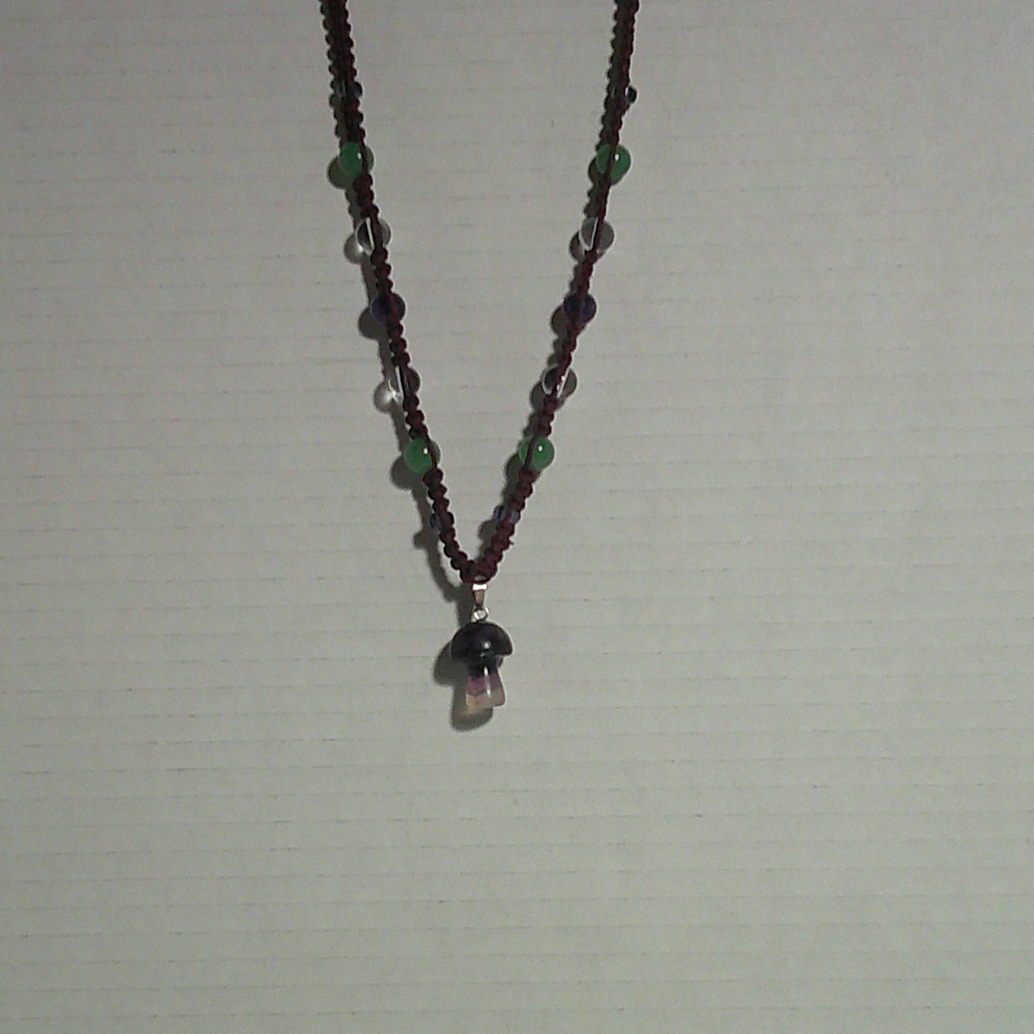 Purple Hemp Amethyst Mushroom Necklace