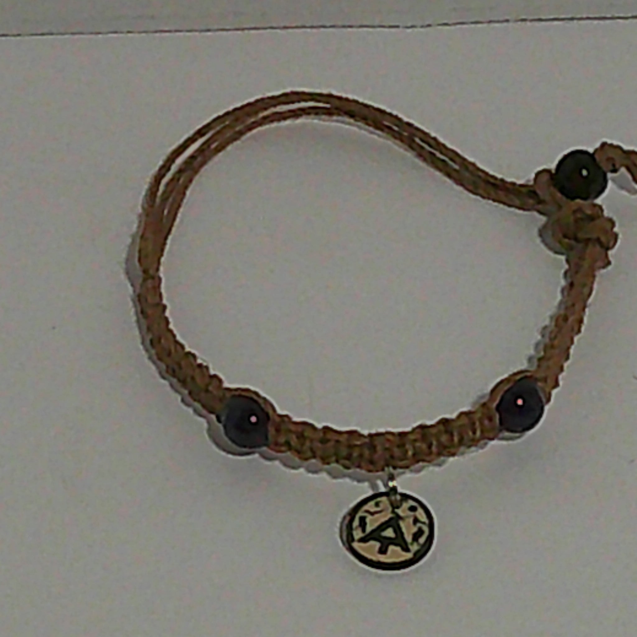 Brown Hemp Bracelet/Anklet with Amethyst Beads – Appalachian Trail ‘AT’ Charm