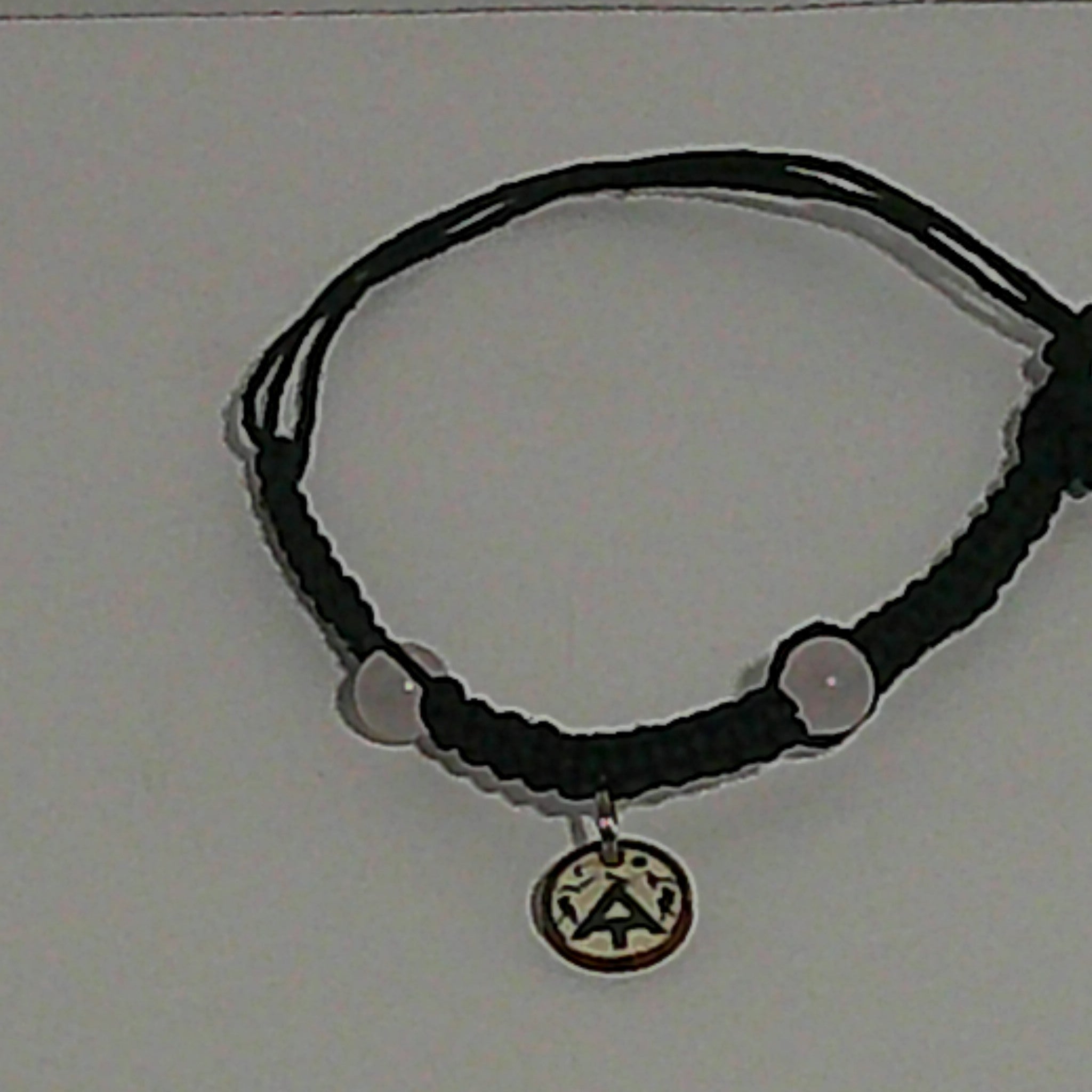 Black Hemp Bracelet/Anklet with Rose Quartz – Appalachian Trail ‘AT’ Charm