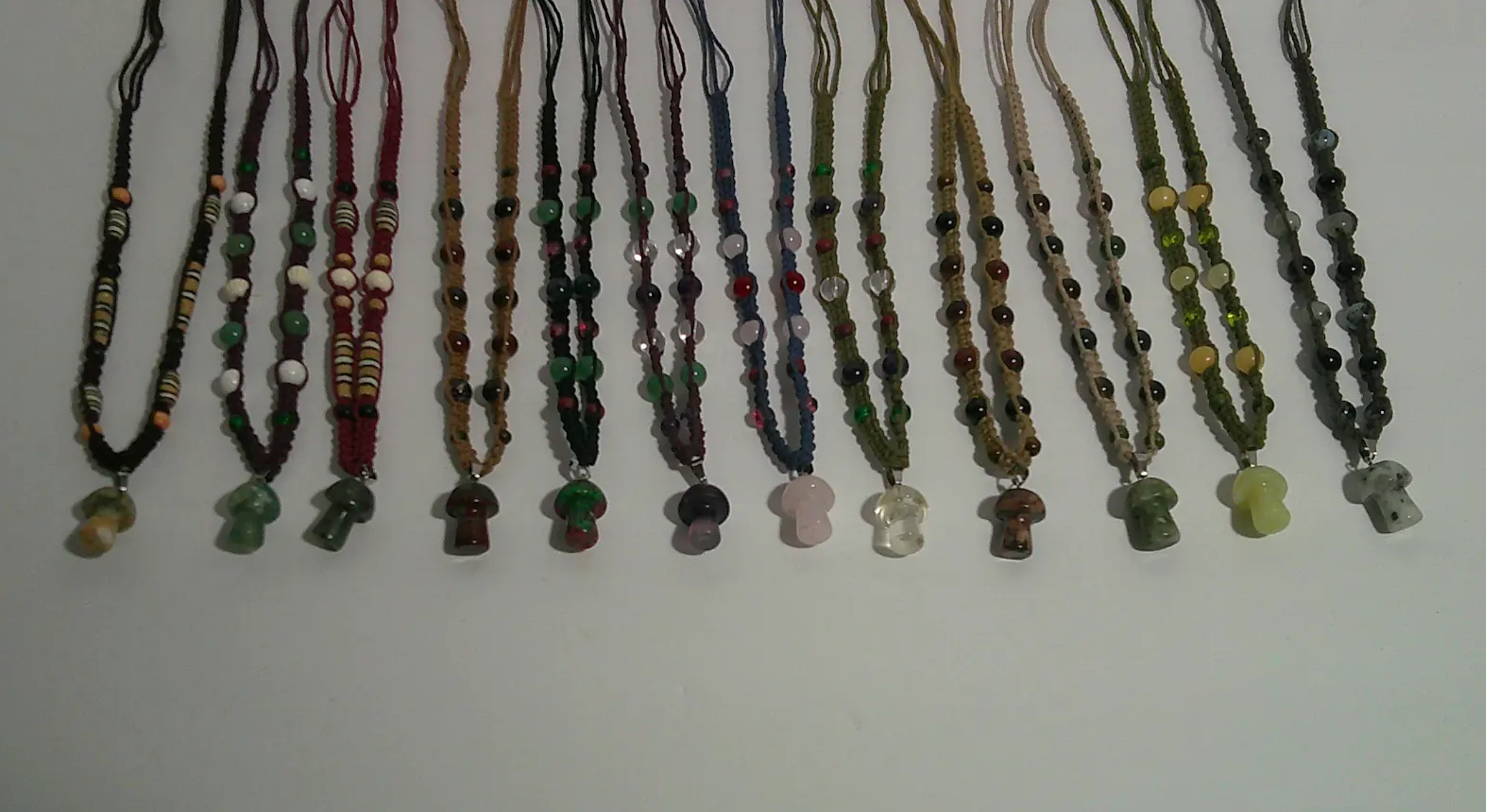 Stone Mushroom Pendant Necklace Bundle – 12 Piece Wholesale Pack
