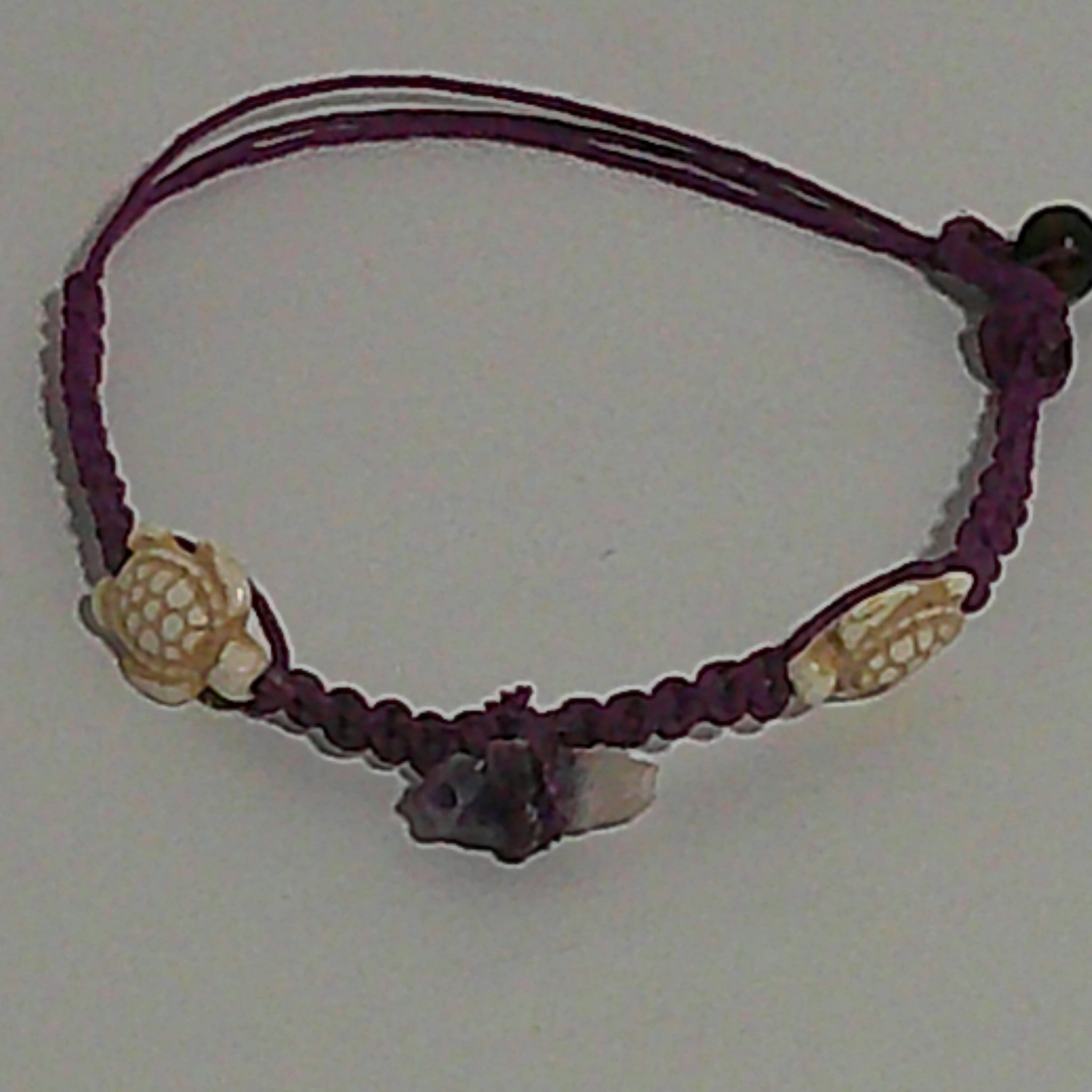 Purple Hemp Bracelet/Anklet with Amethyst and Hematite Turtles
